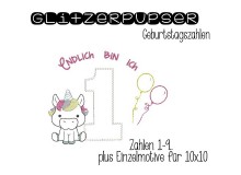 Stickserie - Glitzerpupser Geburtstagszahlen